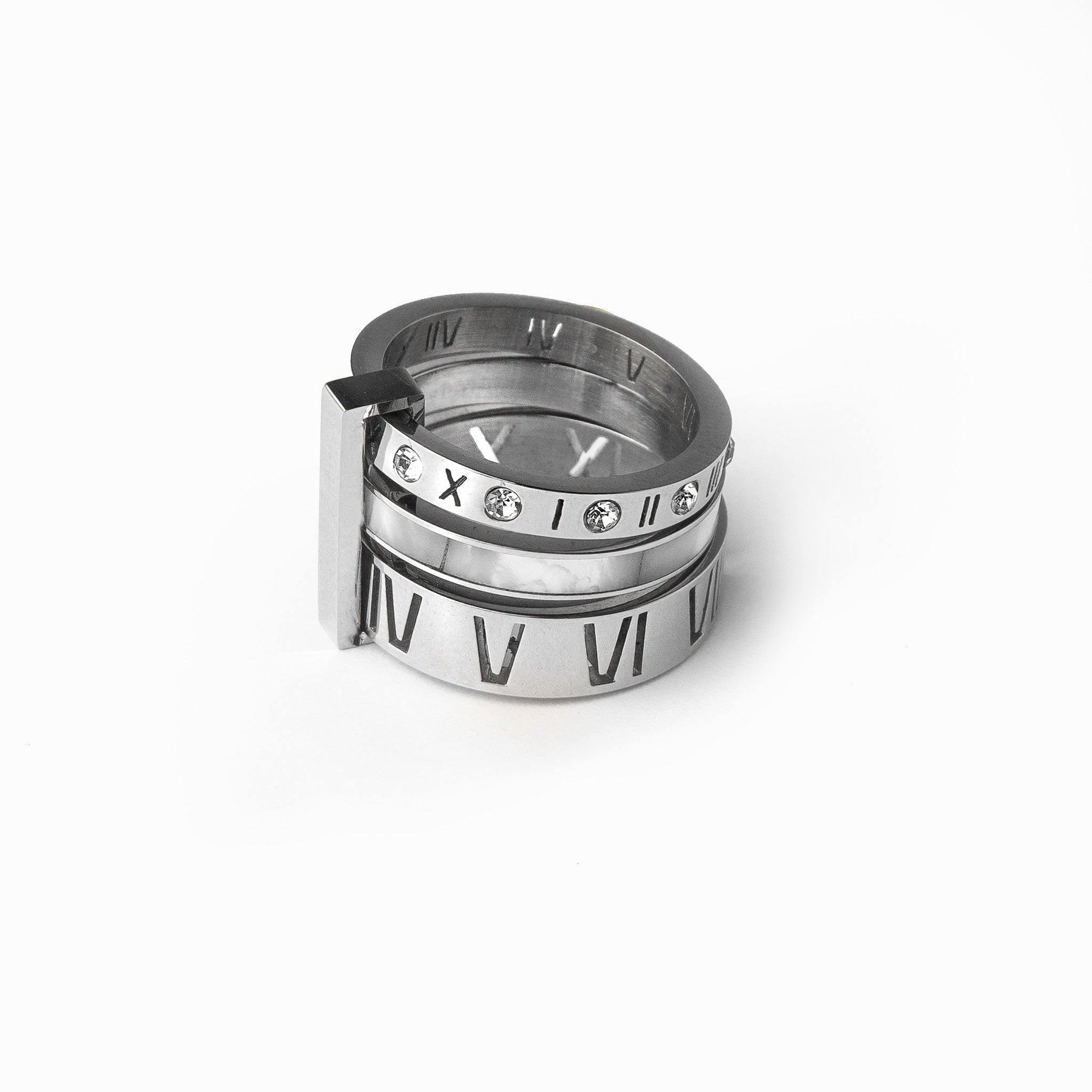 Isabelle – Bague Triple Empilée avec Pierres Étincelantes