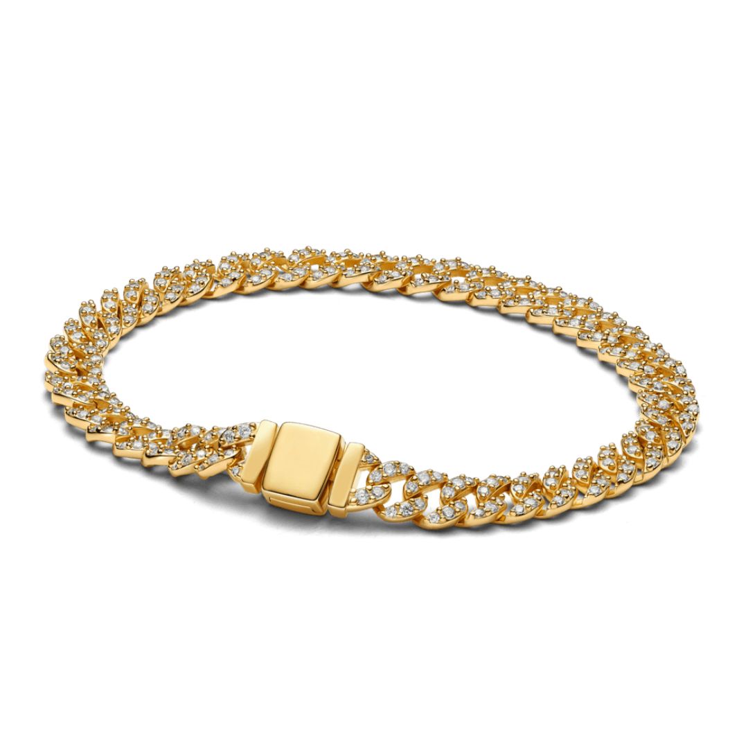 Soraya – Armband Kubanische Kette aus Moissanit Gold 18K