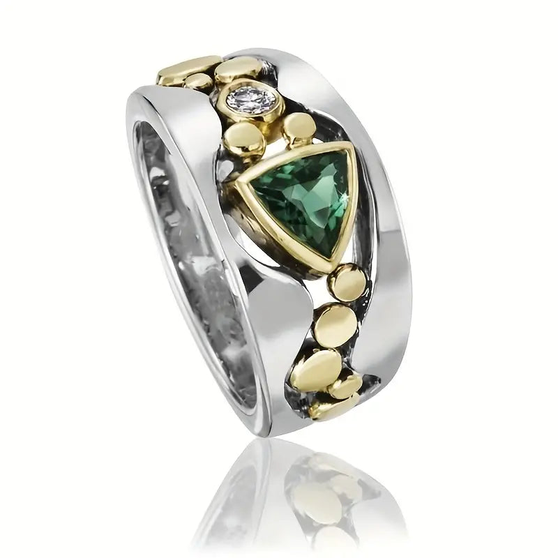 Emera – Vintage-Ring mit grünem Kristall