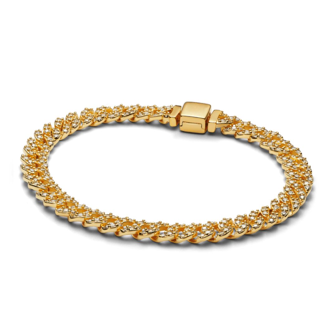 Soraya – Armband Kubanische Kette aus Moissanit Gold 18K