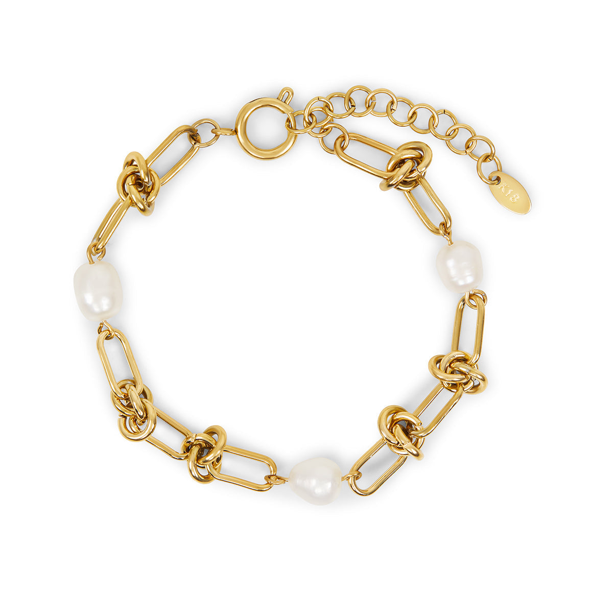 Marelyn – Armband Kette Knoten und Goldene Perle