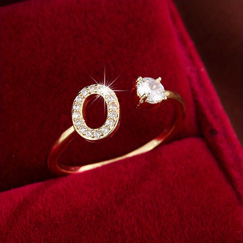 Nova – Moderner Offener Ring mit Initiale und Zirkonia
