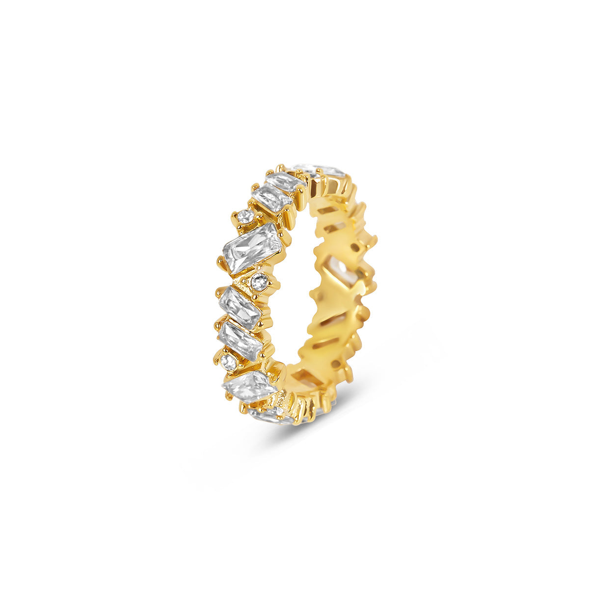 Lily – Vergoldeter Ring mit Baguette-CZ-Steinen