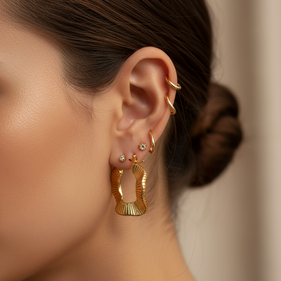 Alba – Ohrringe mit Wellendesign aus Titanstahl