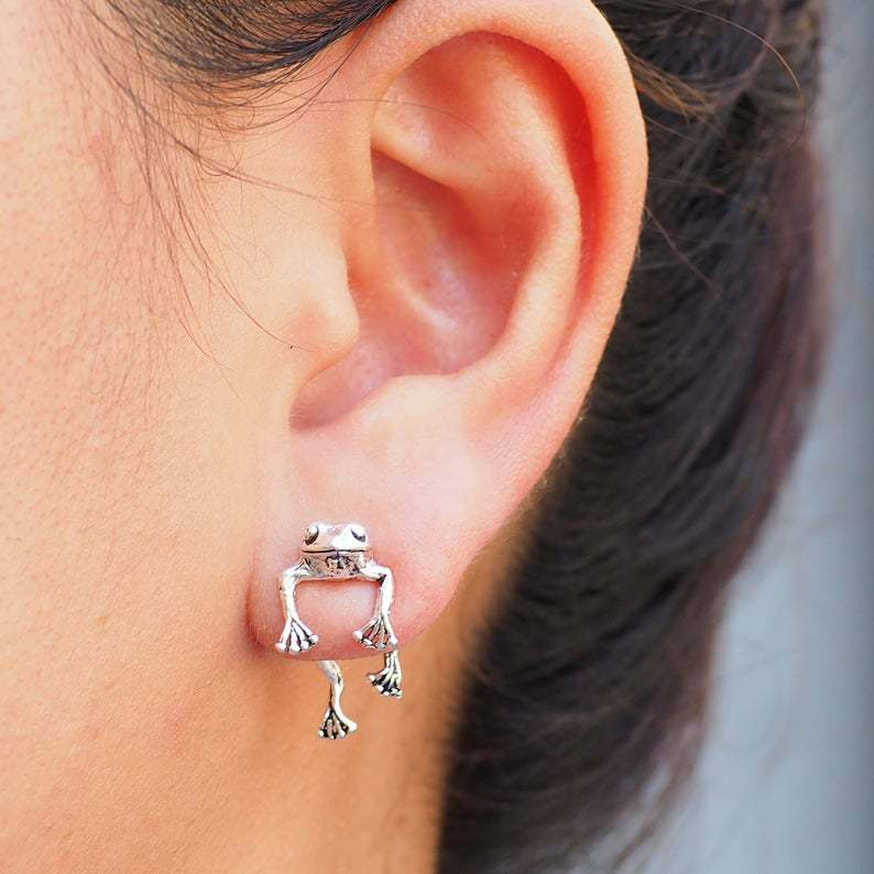 Niedlicher schwimmender Frosch - Mini-Frosch-Ohrringe