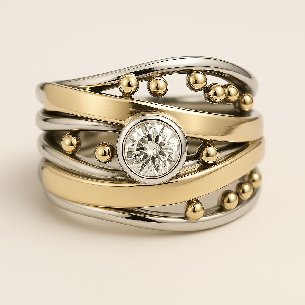 Dalia – Vintage Goldener Ring mit Eingefasstem Zirkonia