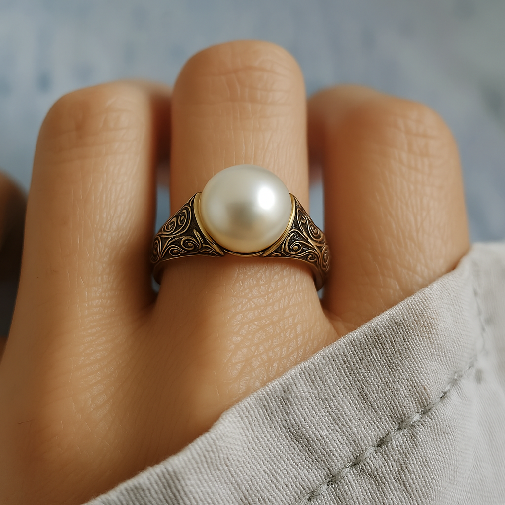 Inaya – Vintage Goldener Ring mit Perle
