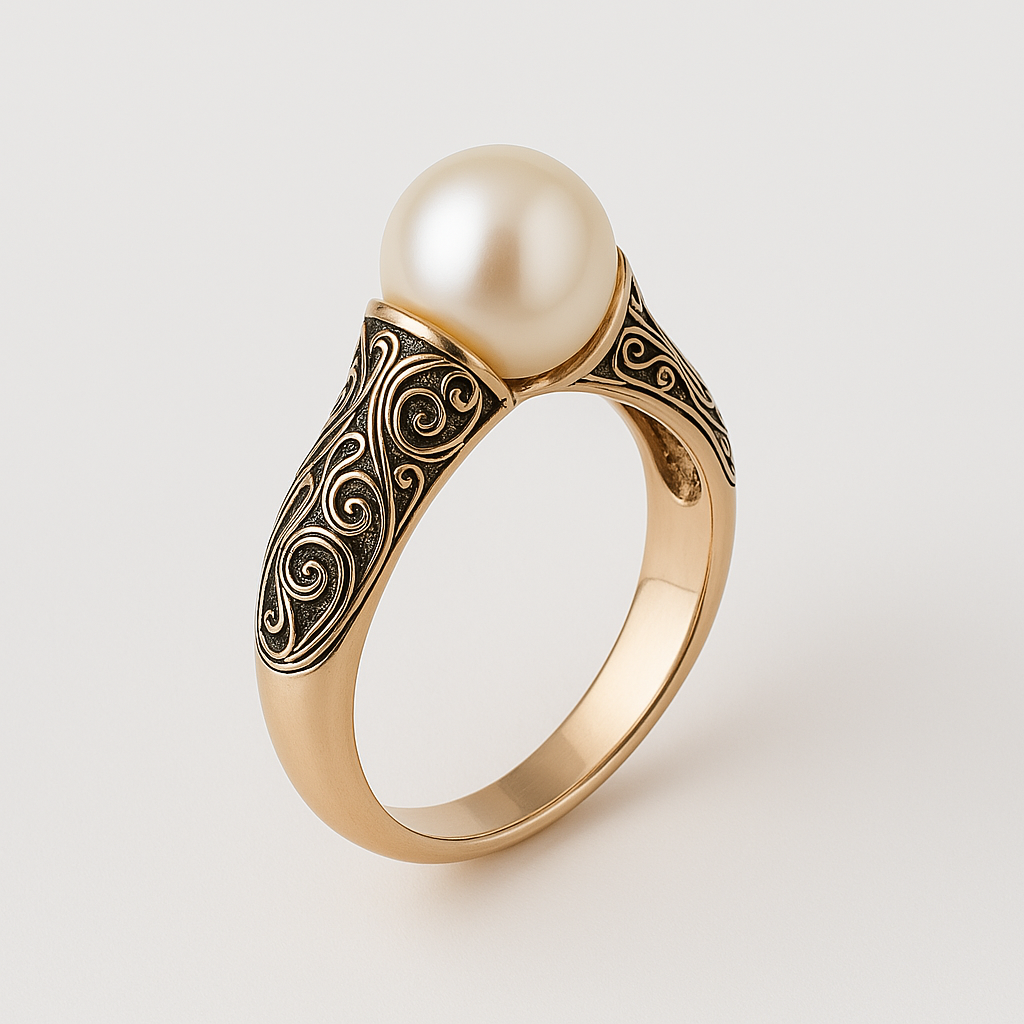 Inaya – Vintage Goldener Ring mit Perle