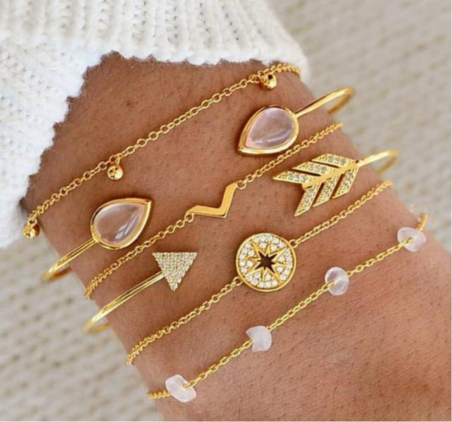 Alora – Elegantes Set von Armbändern Limette