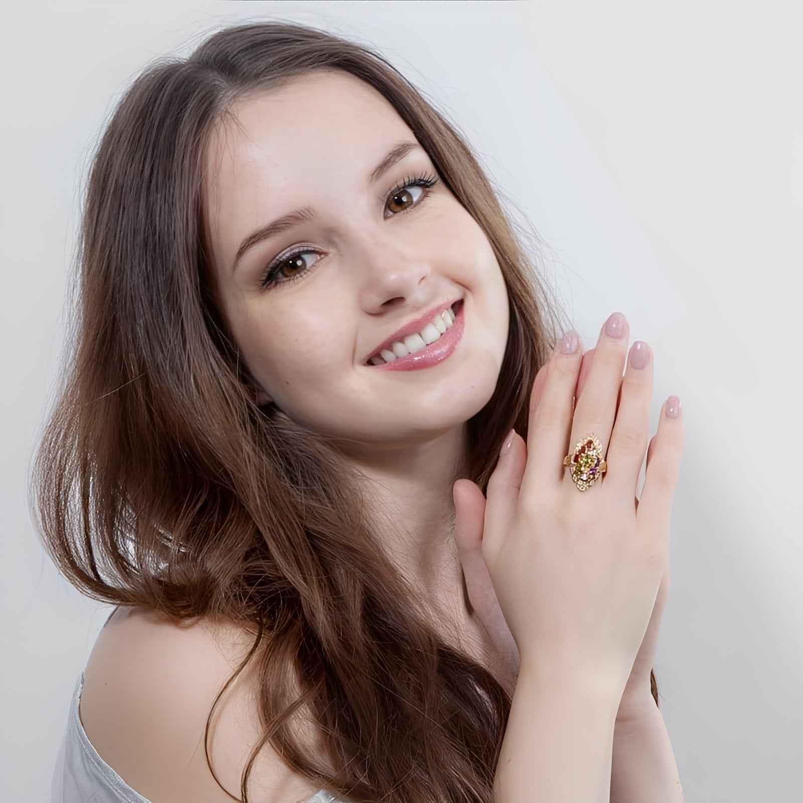 Naelle – Ring Trio Amethyst Peridot Rubin