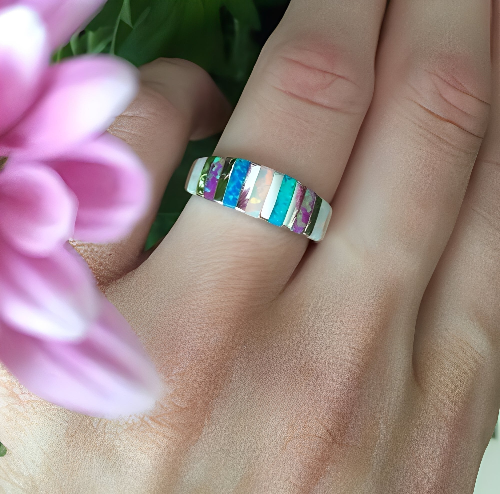 Leana – Eleganter Ring aus Feueropal & Silber
