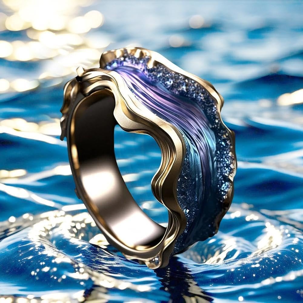 Coralie – Goldener Ring Ozean Vintage Geist