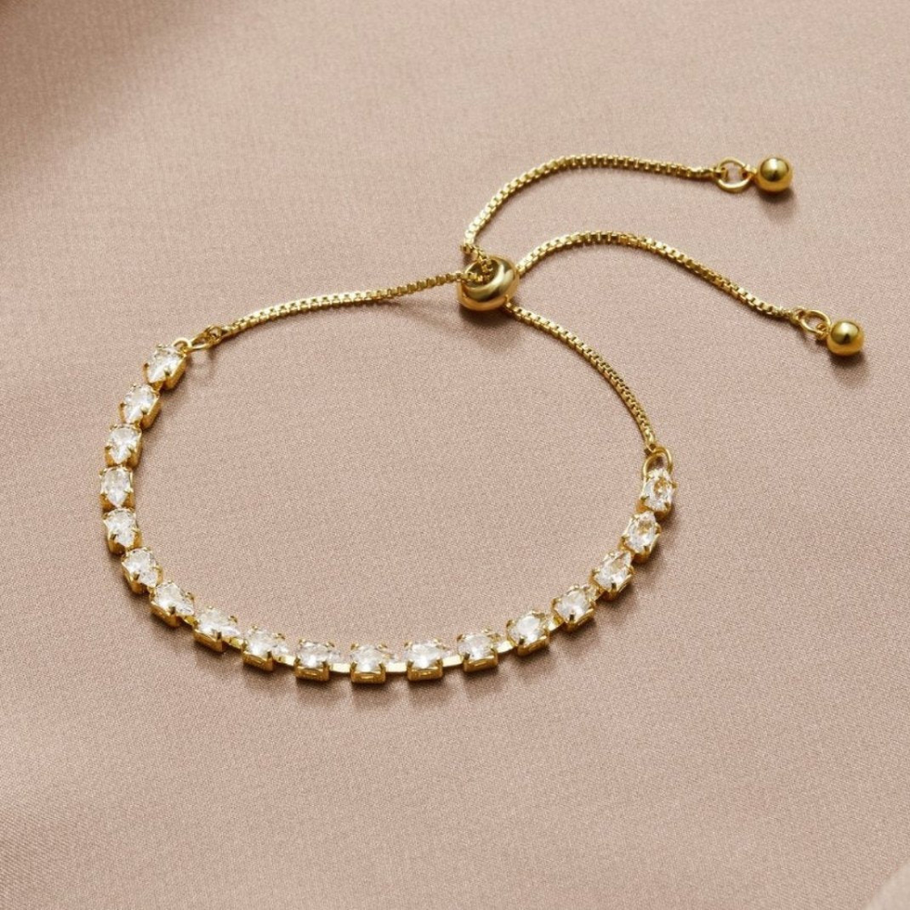 Goldenes Kristallarmband - Verstellbares Kristallarmband