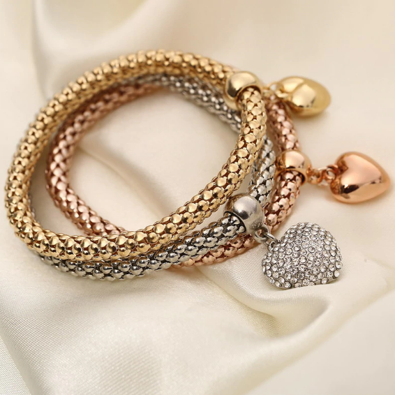 Aria – Armband aus Metall mit soliden Herzen