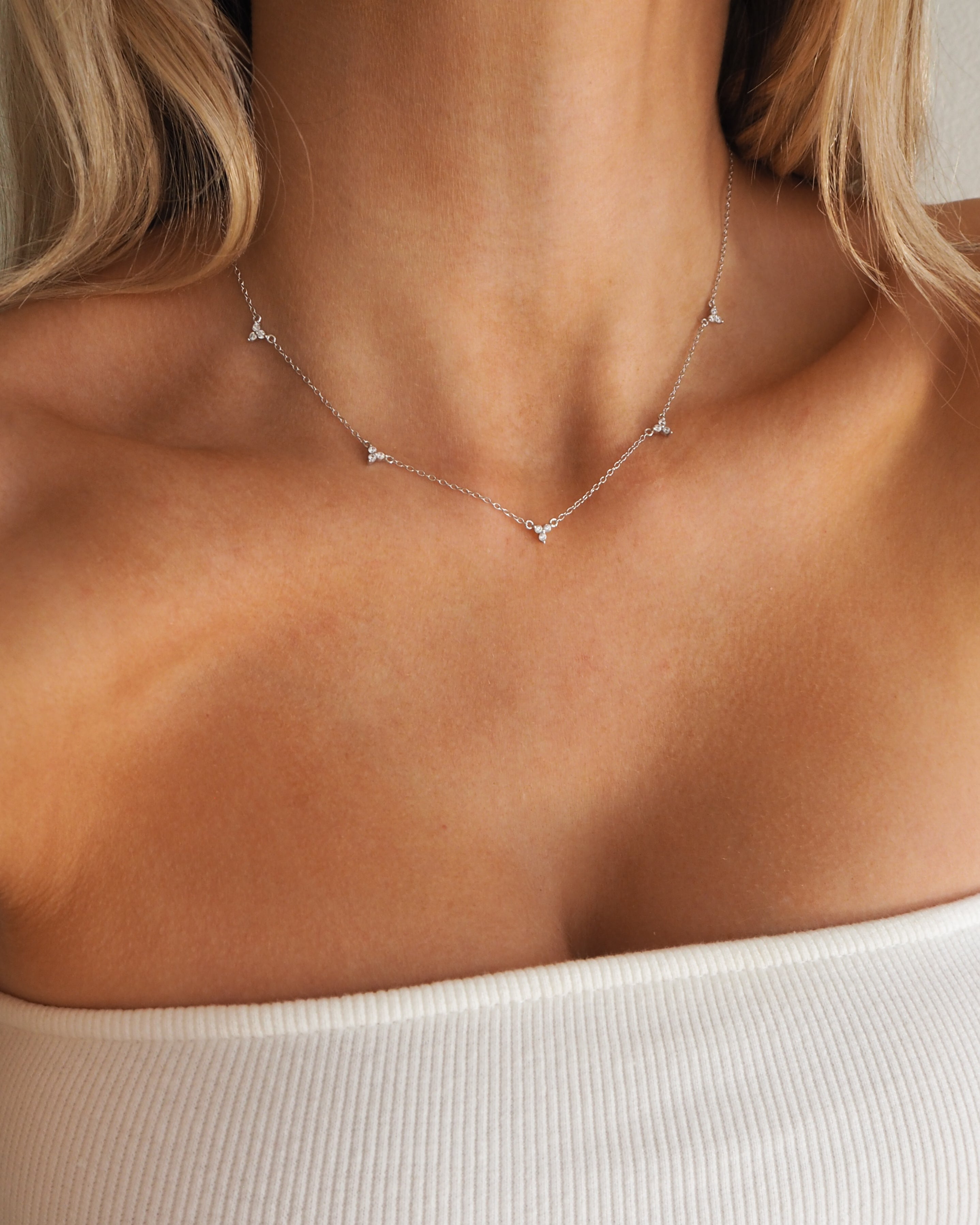 Kristall Cluster Silber Kette Halsband