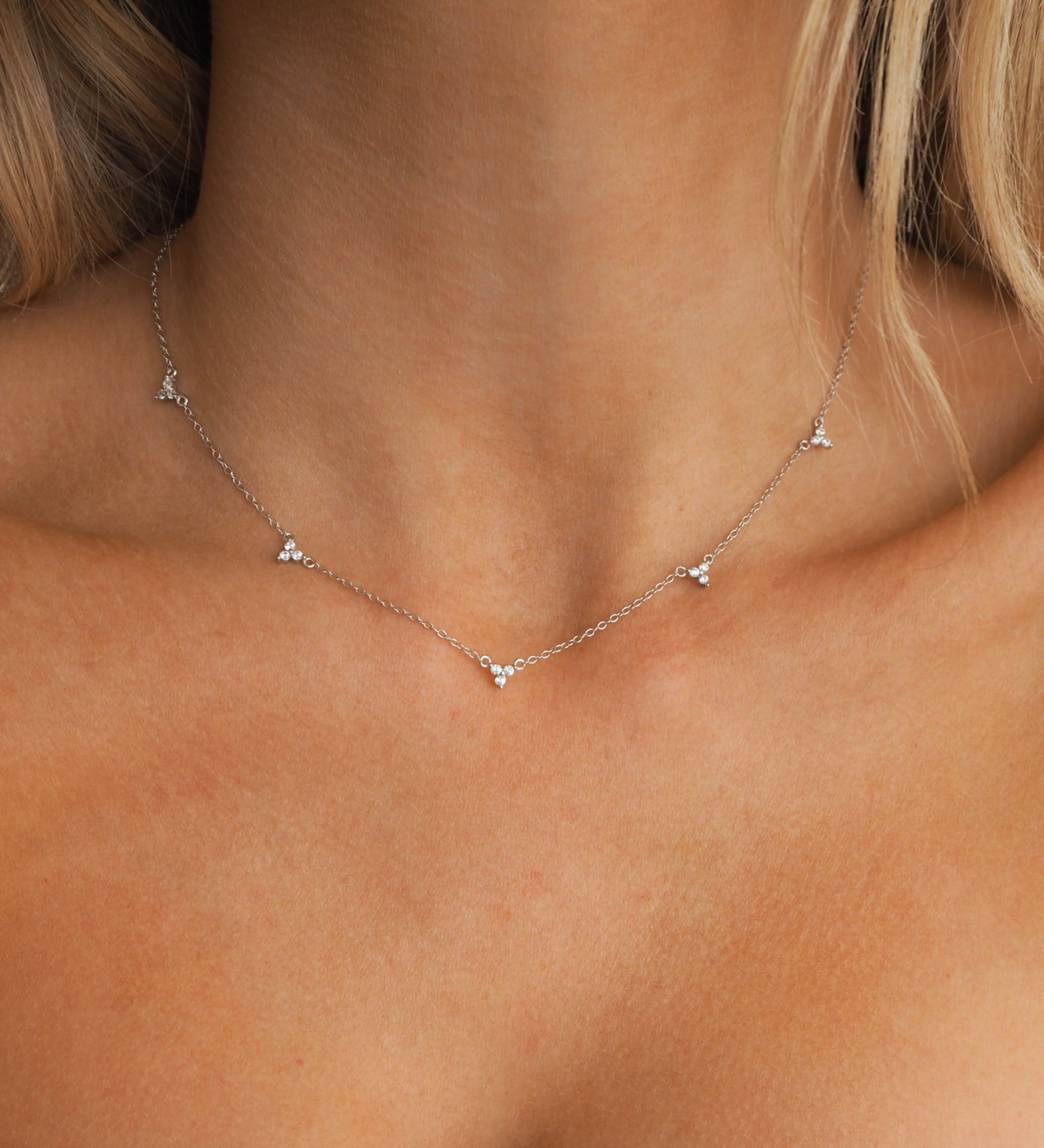 Kristall Cluster Silber Kette Halsband