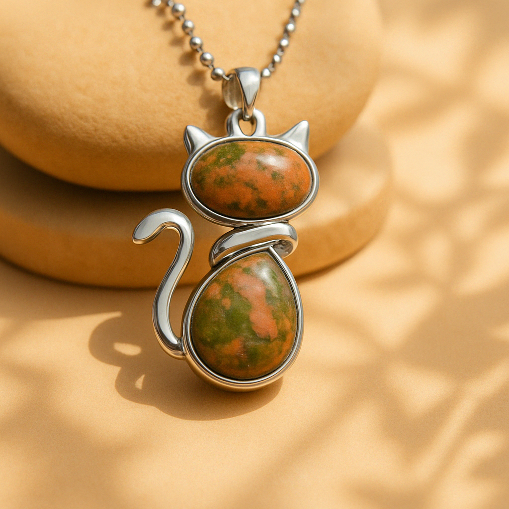 Mila – Katzenhalsband mit Naturstein