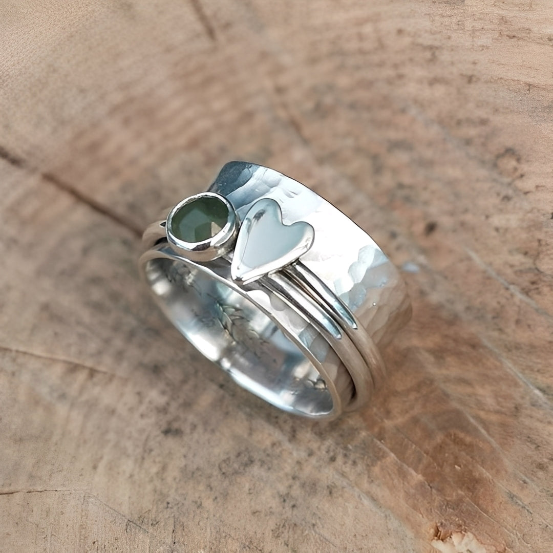 Maely – Ring Herz Silberner Retro-Stil