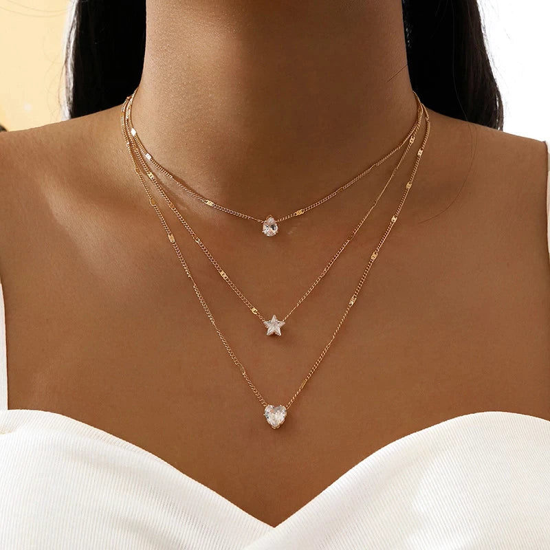 Sally – Goldkette Drei Anhänger Zirkonia