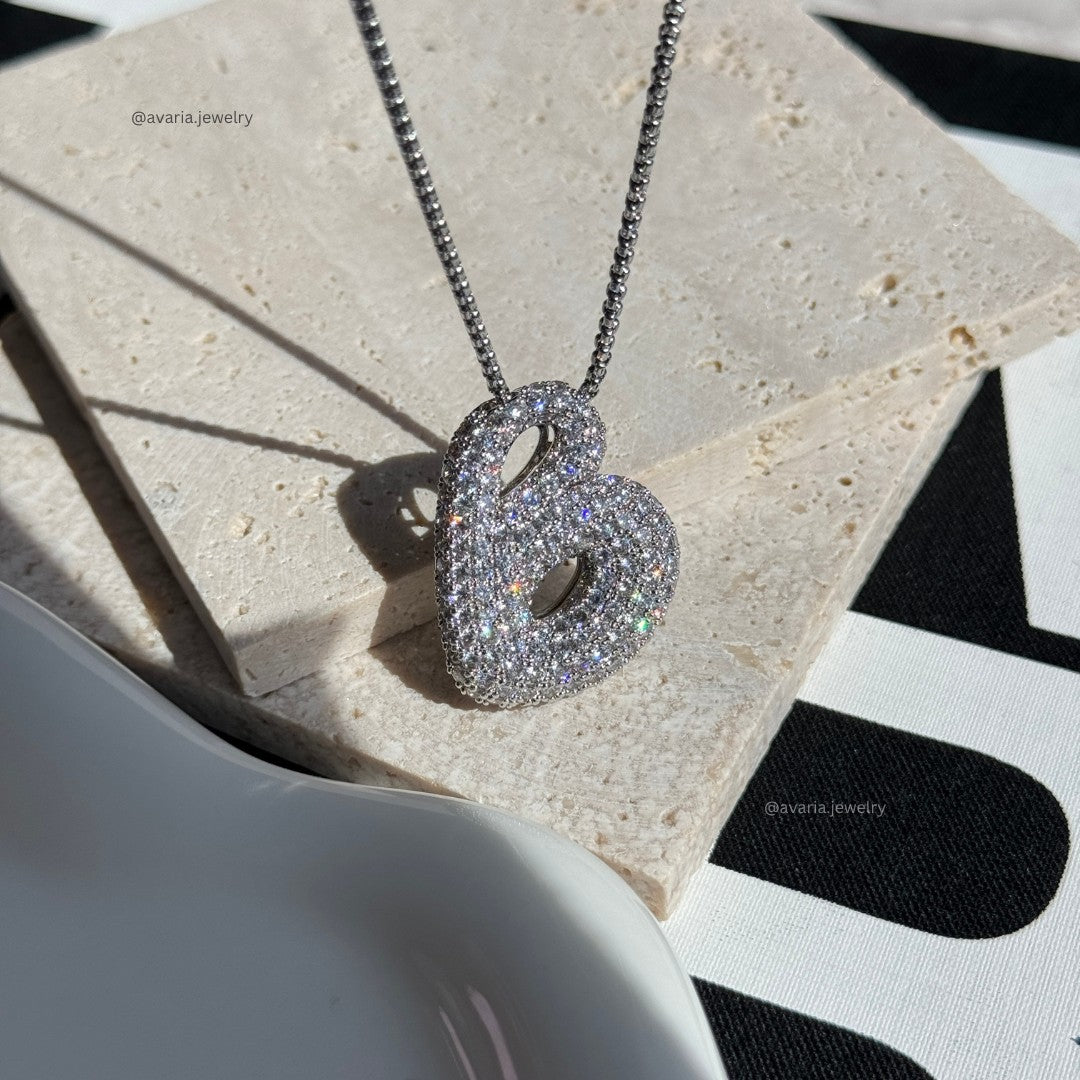 Bubble Initial Diamant Halskette