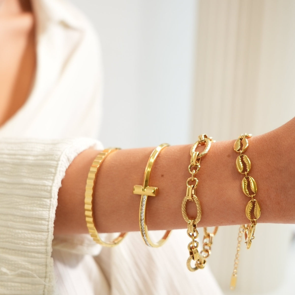 Miley – Armband Kette Glieder Muschel Gold