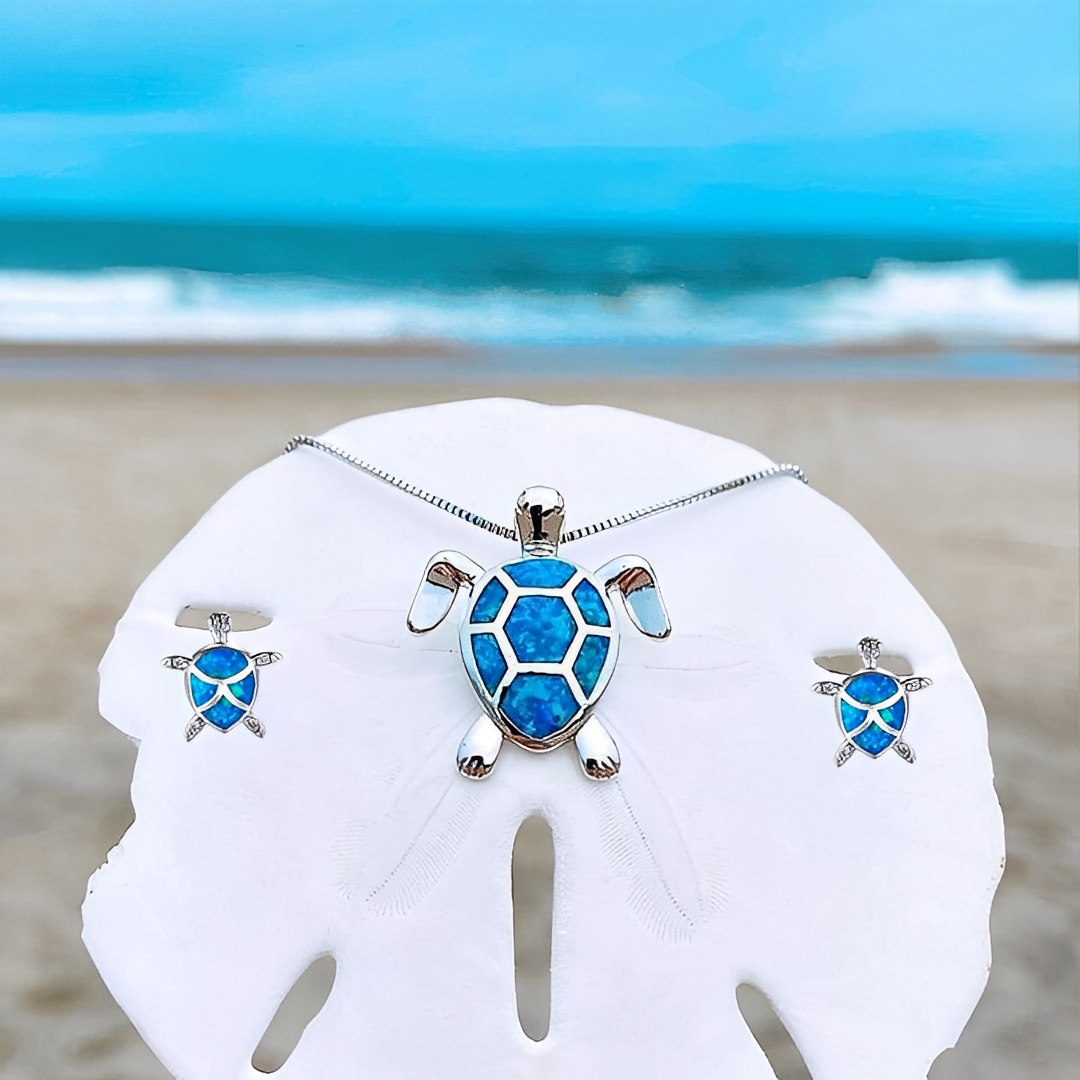 Tricia – Schmuckset Schildkröte in Silber & Opal