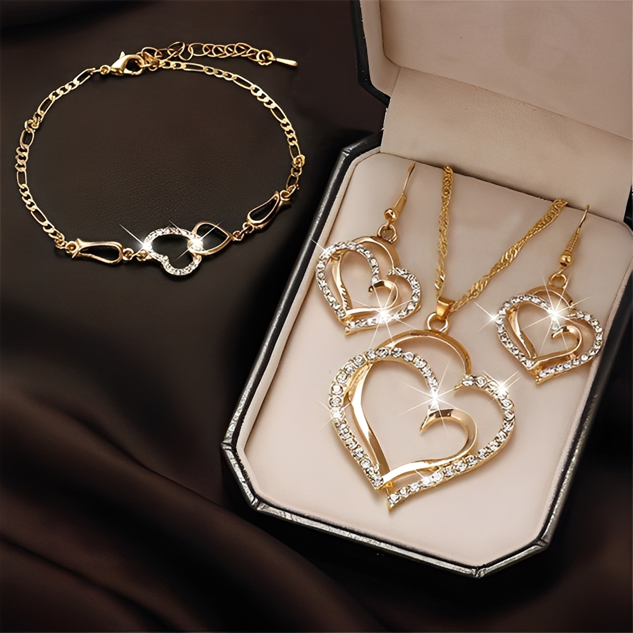 Celia – Ensemble Collier & Boucles Romantisch in Gold