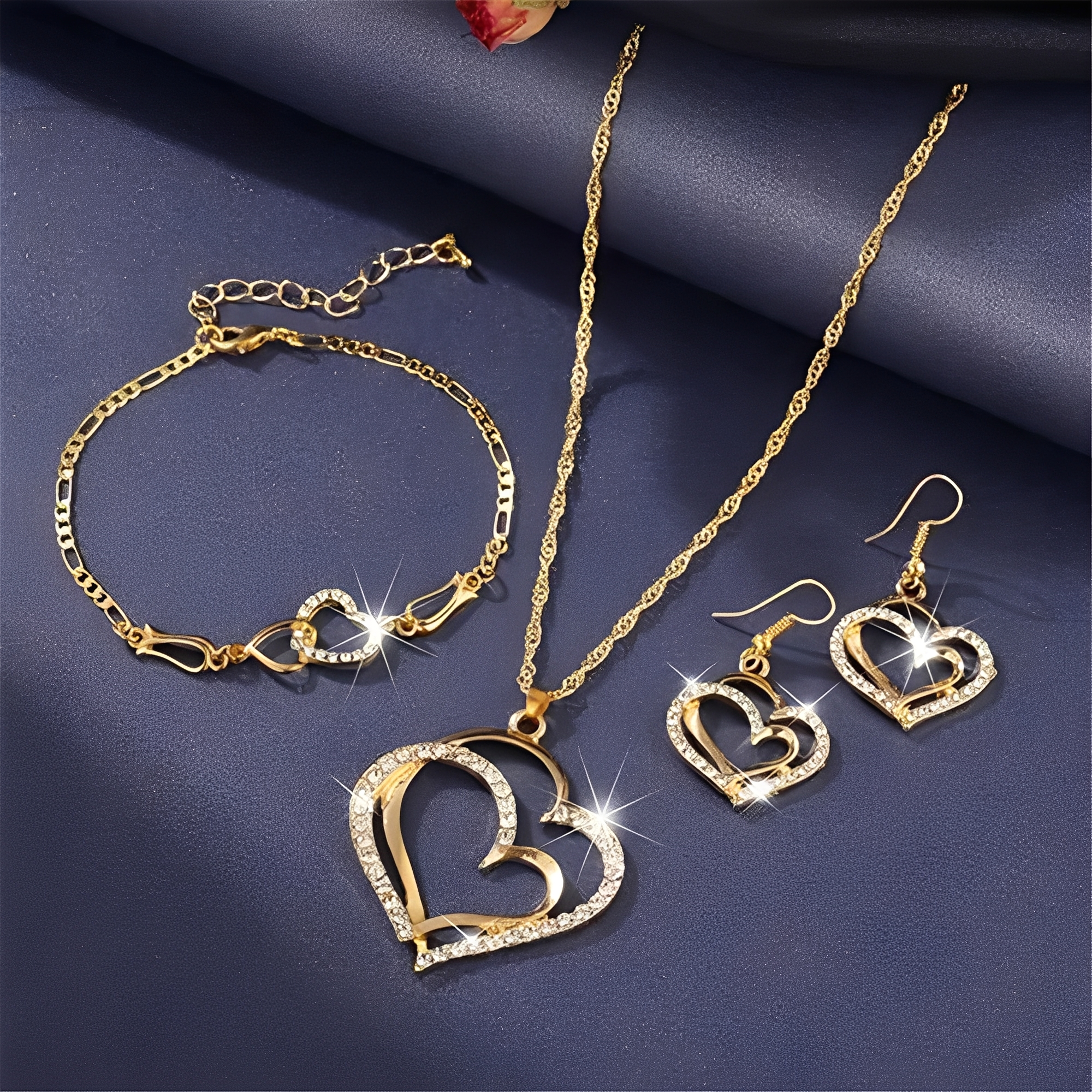 Celia – Ensemble Collier & Boucles Romantisch in Gold