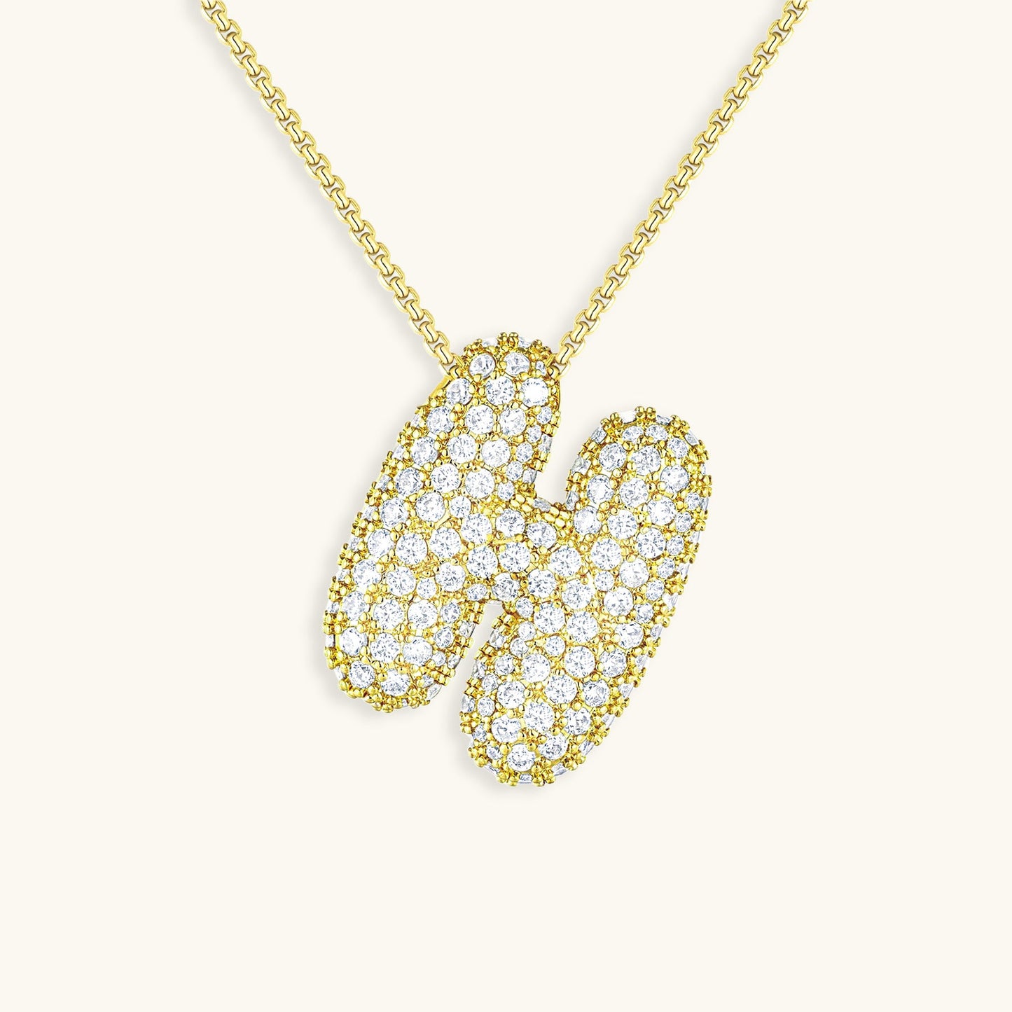 Bubble Initial Diamant Halskette