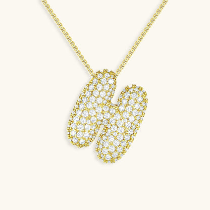 Bubble Initial Diamant Halskette