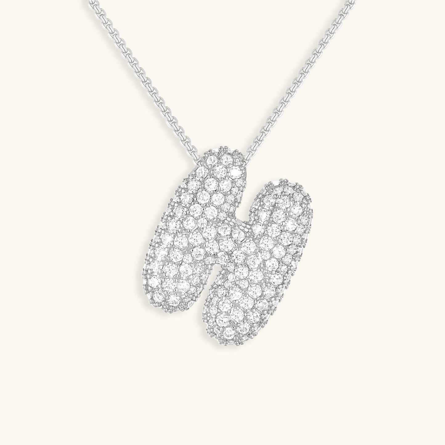 Bubble Initial Diamant Halskette
