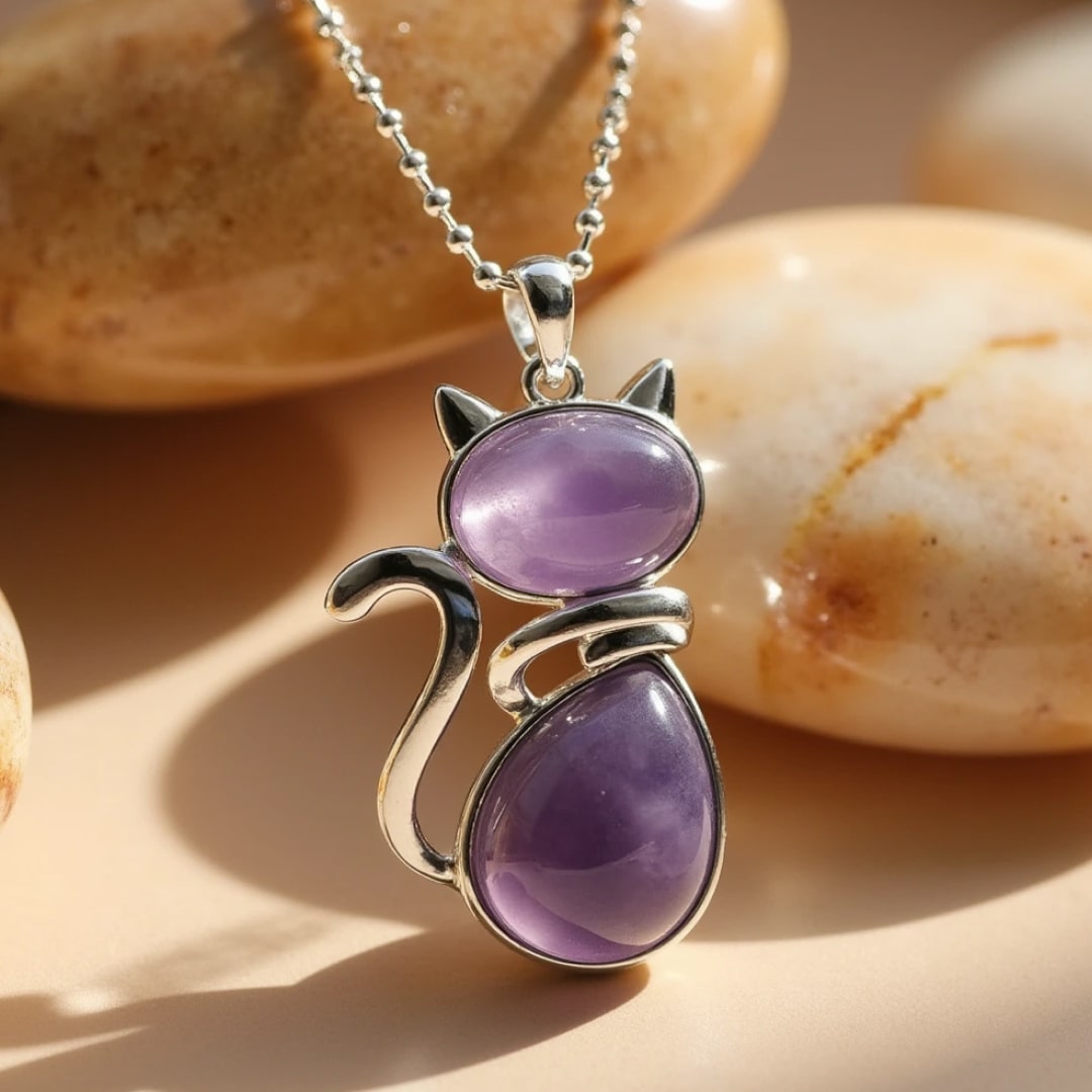 Mila – Katzenhalsband mit Naturstein