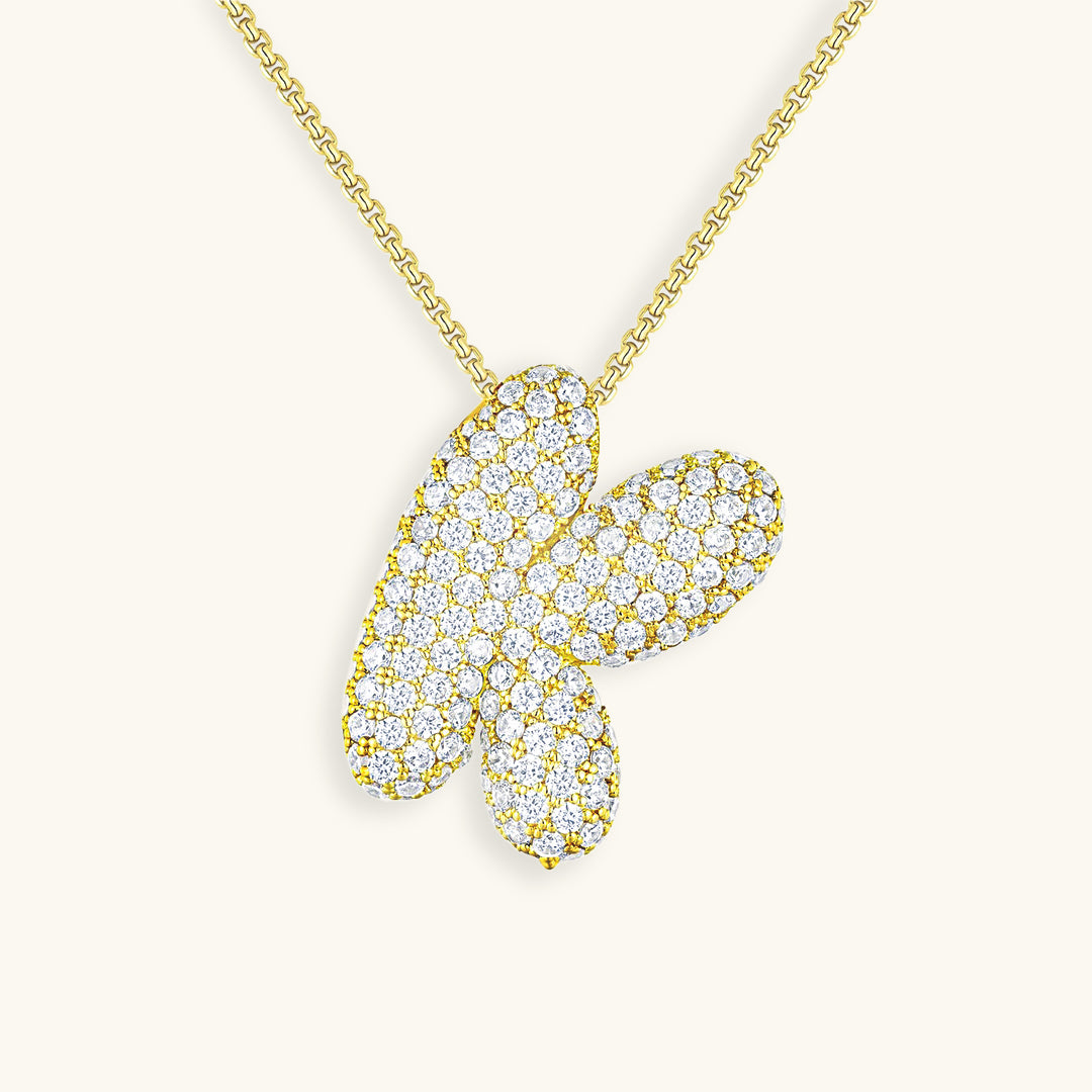 Bubble Initial Diamant Halskette