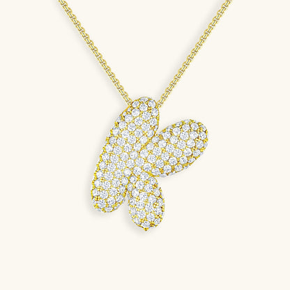 Bubble Initial Diamant Halskette
