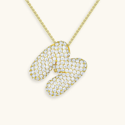 Bubble Initial Diamant Halskette