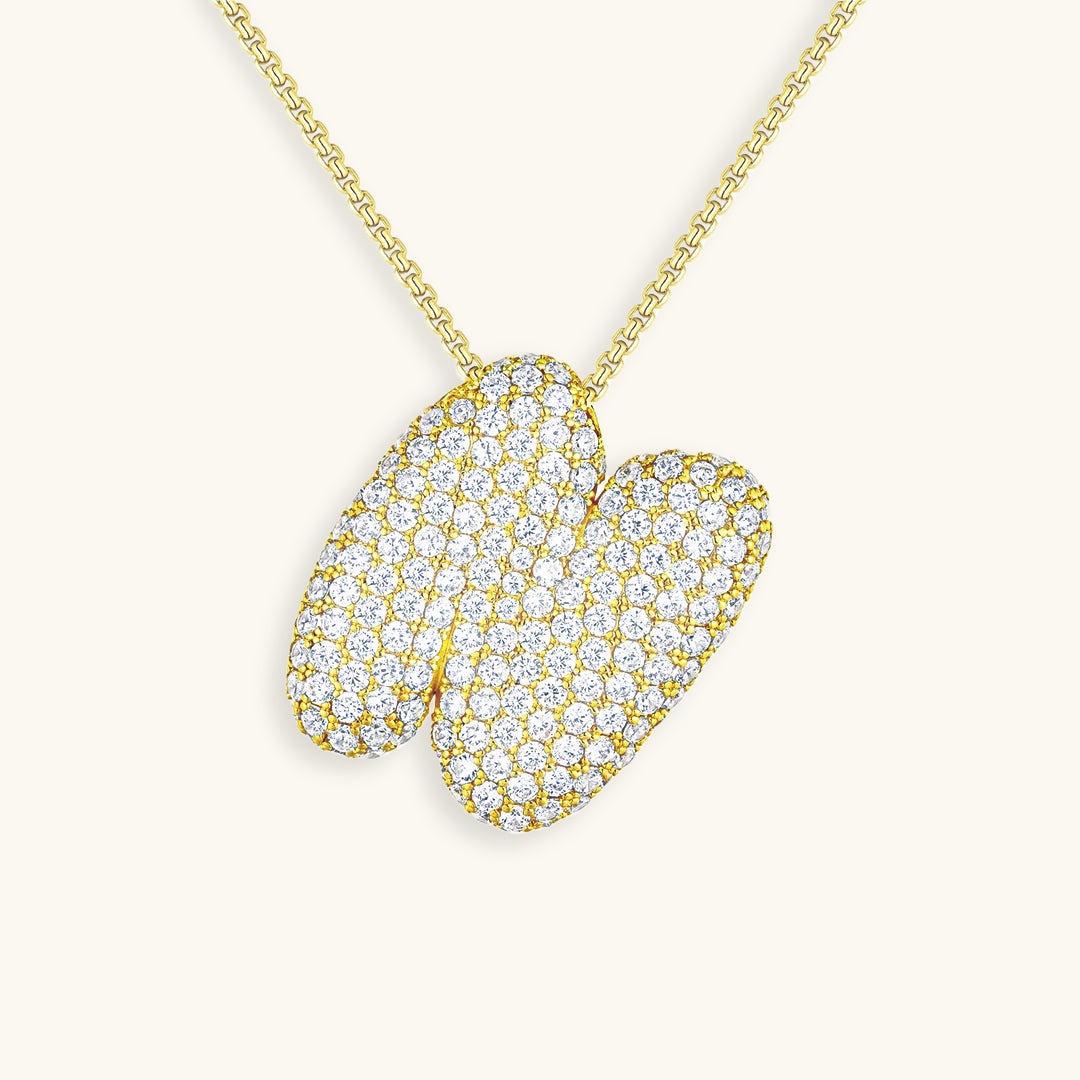 Bubble Initial Diamant Halskette