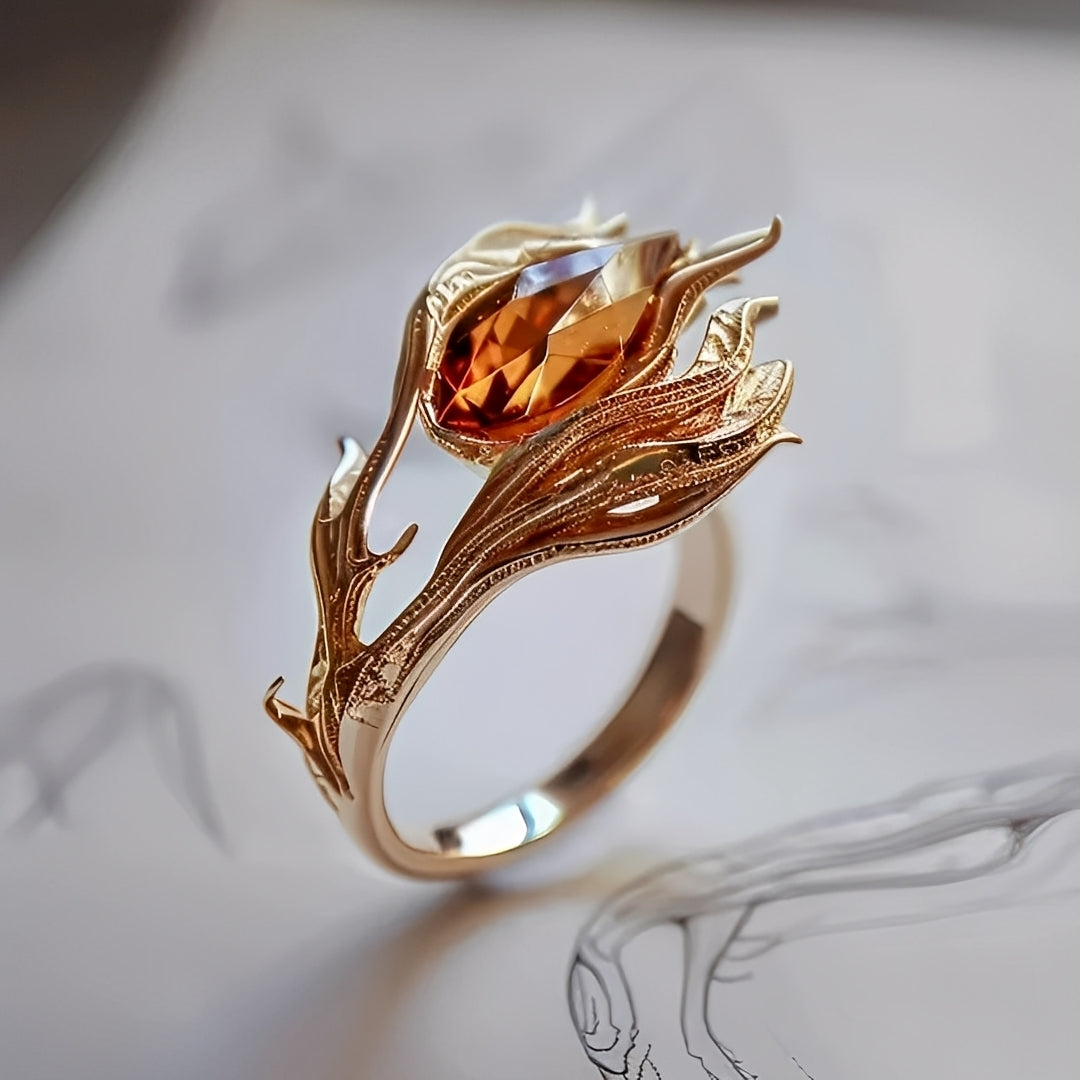Cess – Ring Gold Kristall Orange Exotisch