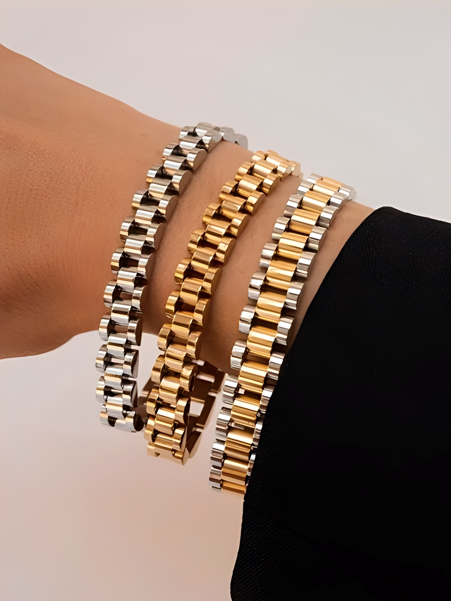 Nora – Armband Groß mit Gliedern Gold-Silber
