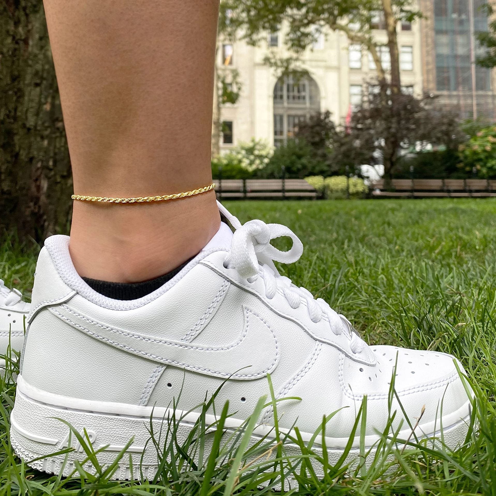 Calla – Knöchel Kette Goldene Kordel