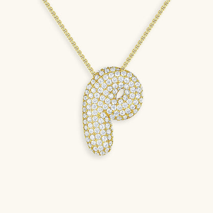 Bubble Initial Diamant Halskette