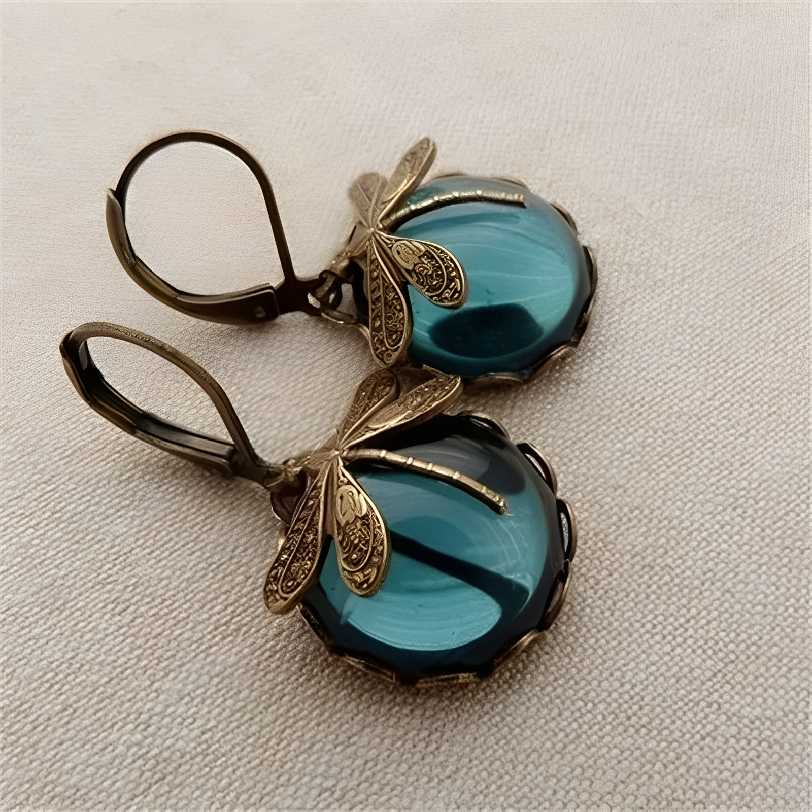 Bianca – Elegante Libellen-Ohrringe Antikes Gold