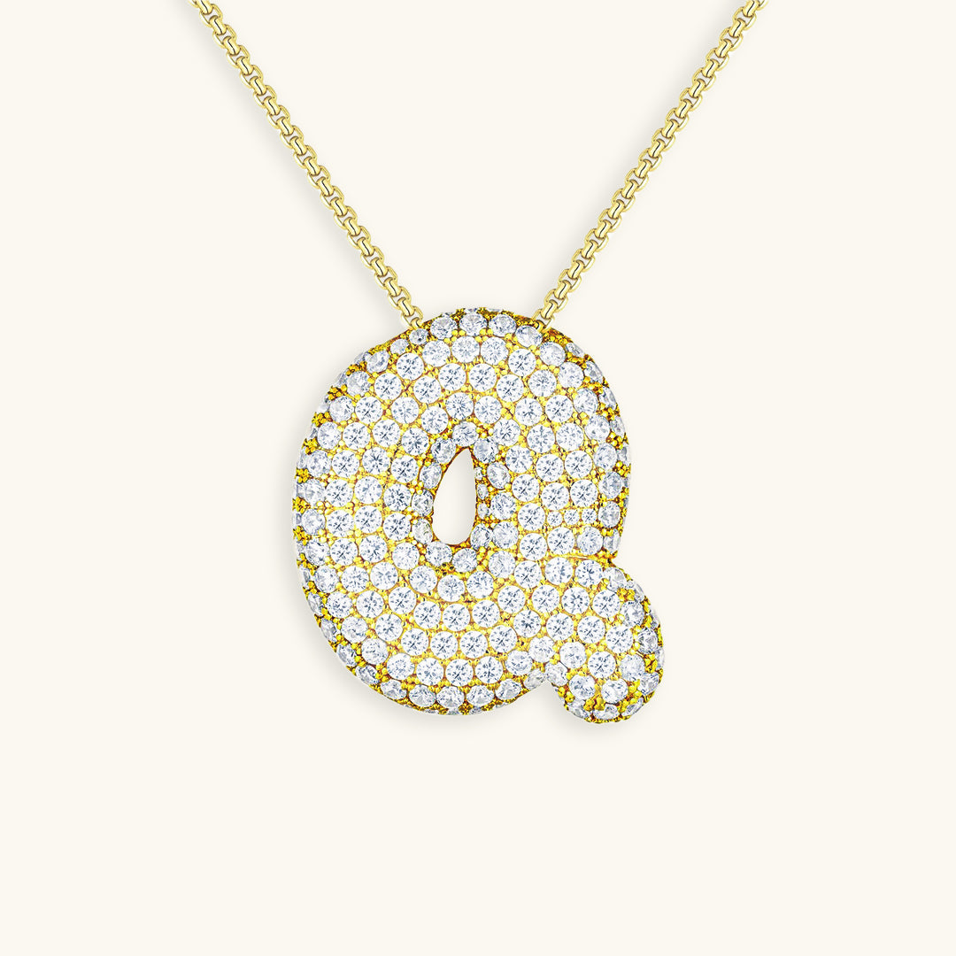 Bubble Initial Diamant Halskette
