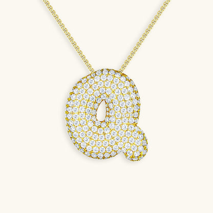 Bubble Initial Diamant Halskette