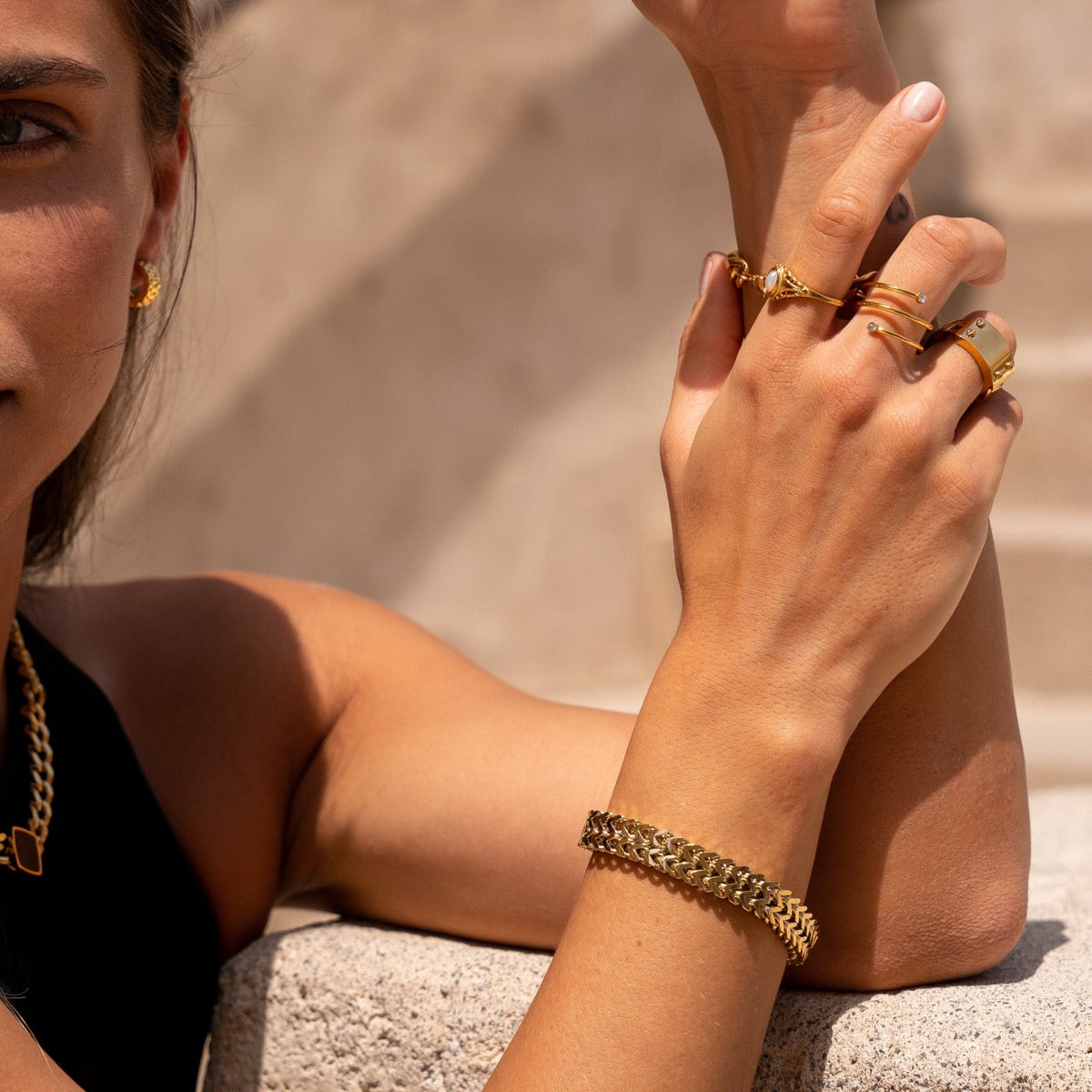 Eden – Armband Texturiert Plattiert Gold 18K
