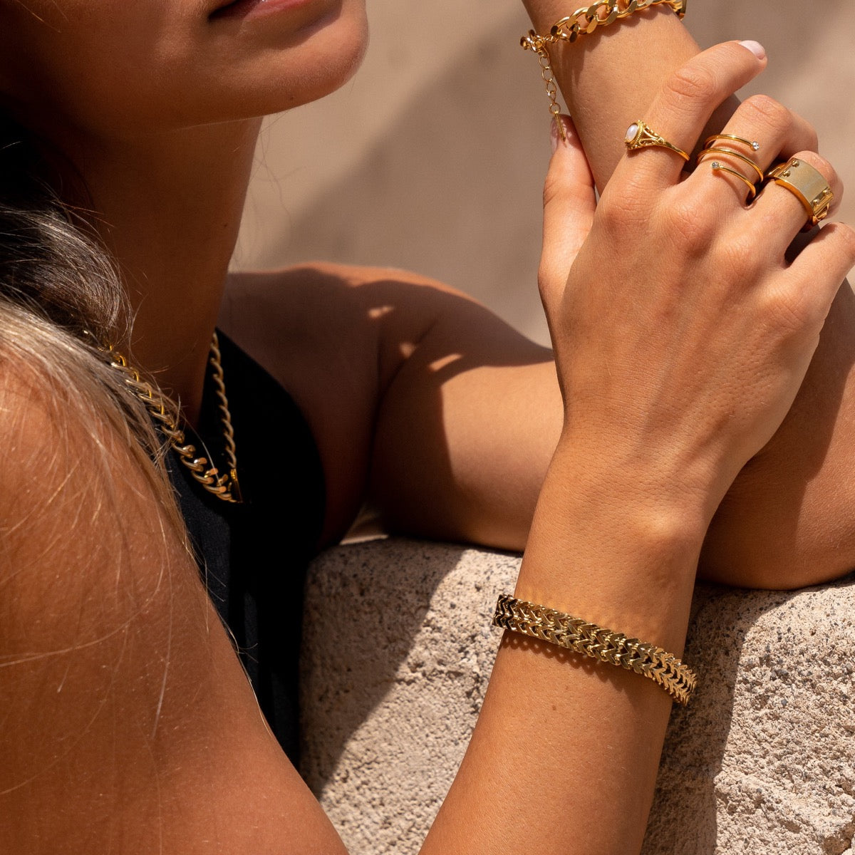 Eden – Armband Texturiert Plattiert Gold 18K
