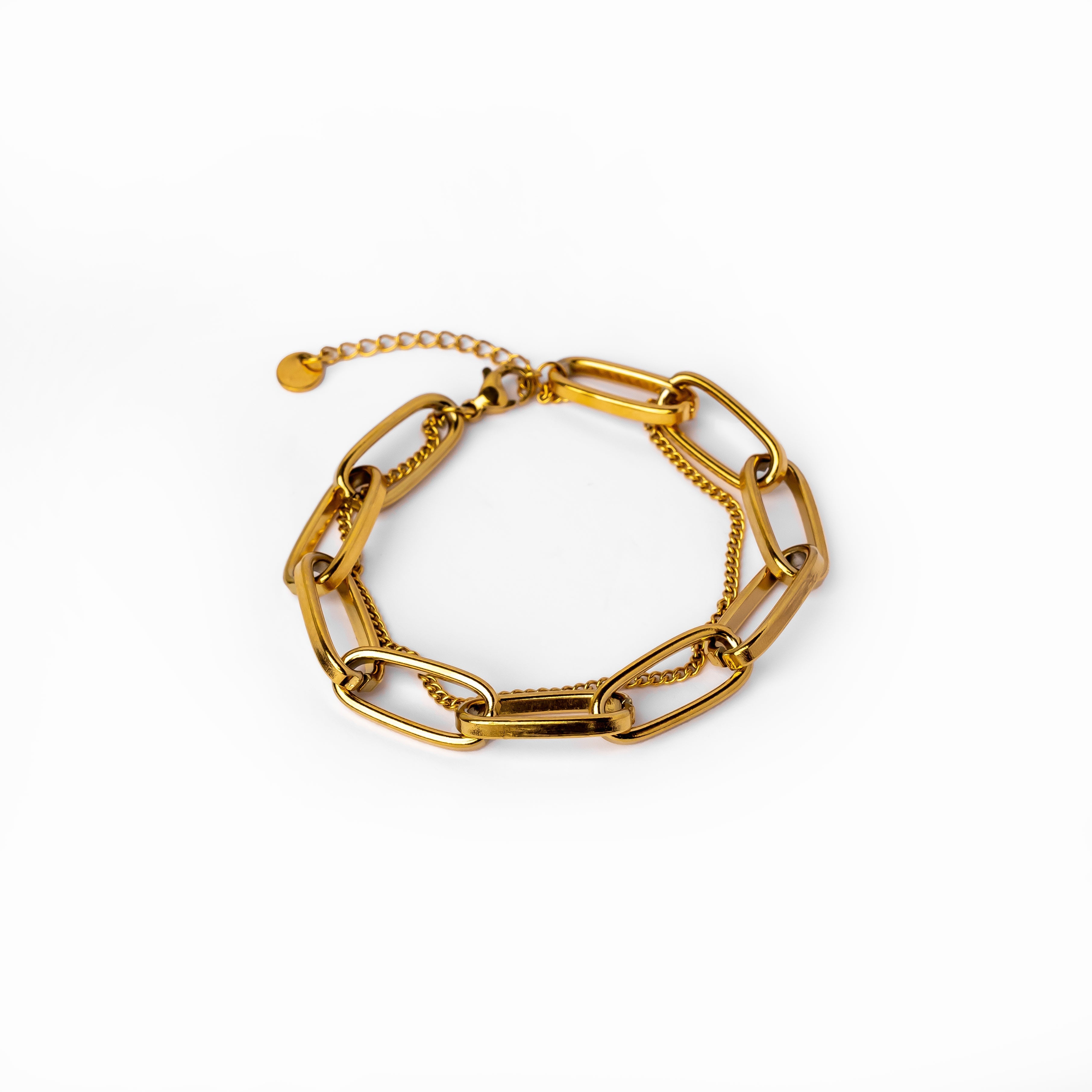Jaena – Armband Doppelkette Figaro 14K Gold