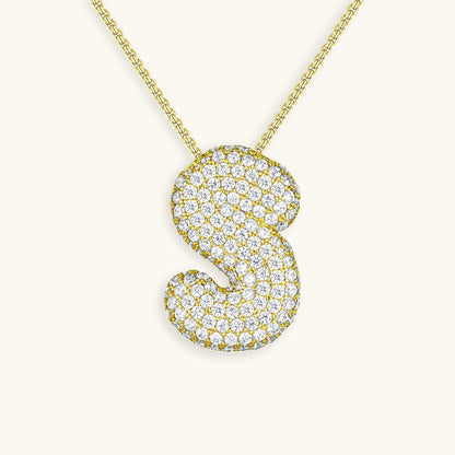 Bubble Initial Diamant Halskette