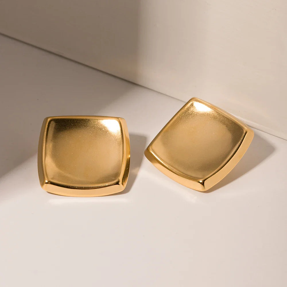 Poppy - Goldene quadratische Ohrringe