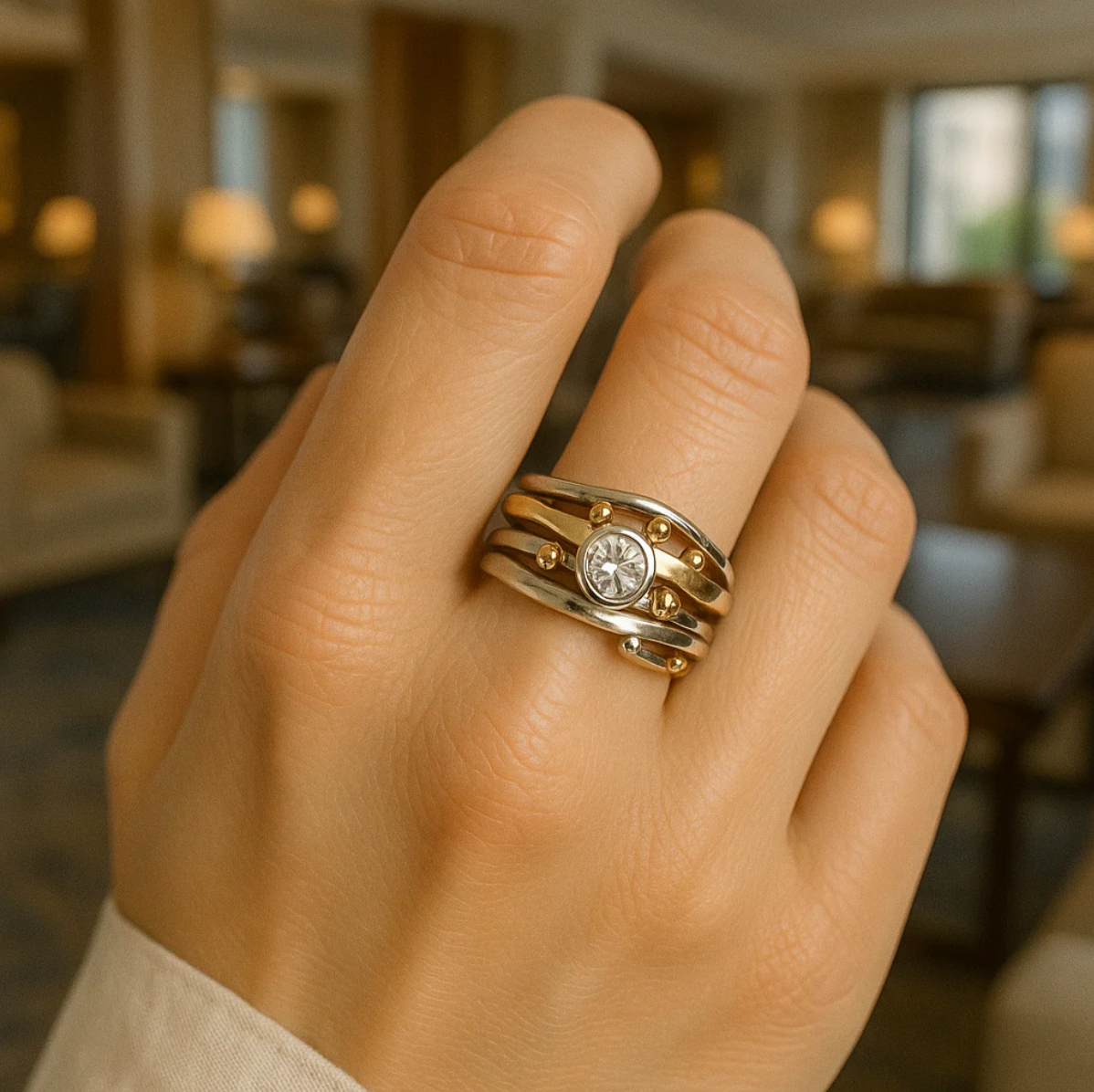 Rhian – Vintage-Ring aus Gold mit Zirkonium besetzt