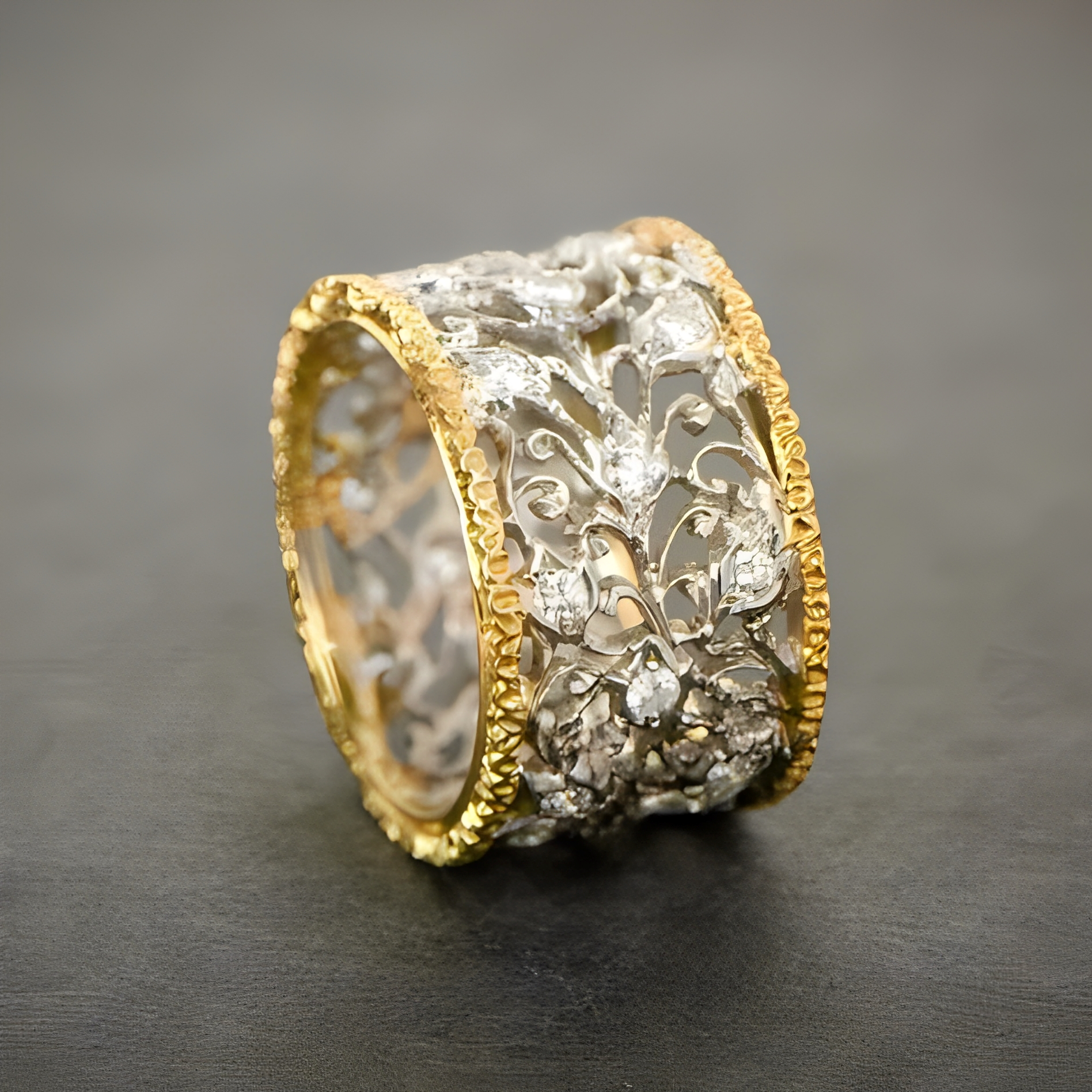 Mika – Vintage-Ring aus Zirkonium Efeu-Form